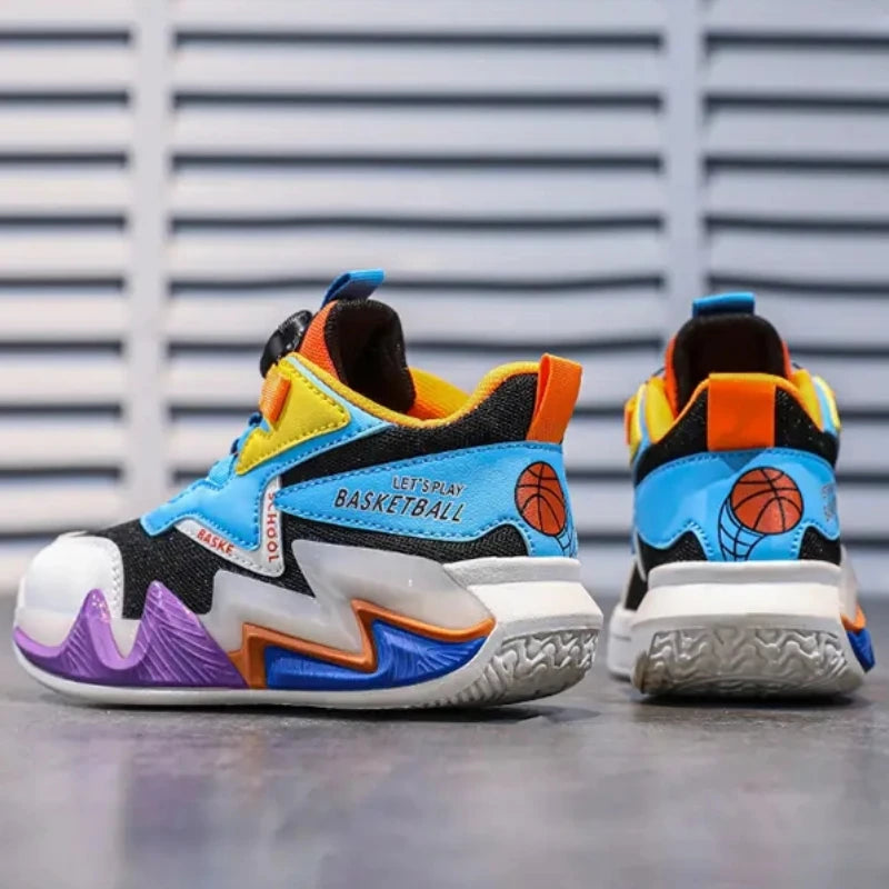 2023 Children's Basketball Shoes for Boys Non-slip Sneakers Leather Waterproof Kids Sports Shoes Outdoor Child Training Sneakers