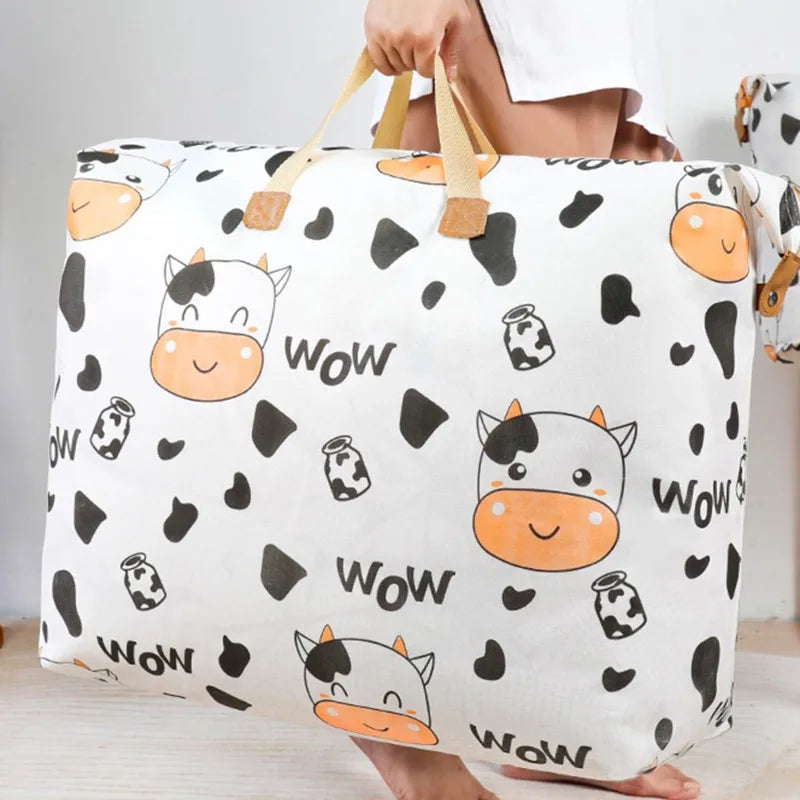 Storage Bag Cute Cartoon Pattern Luggage Bag Moisture Dust Proof Quilt Clothes Storage Bag Large Capacity Sorting Bags Household