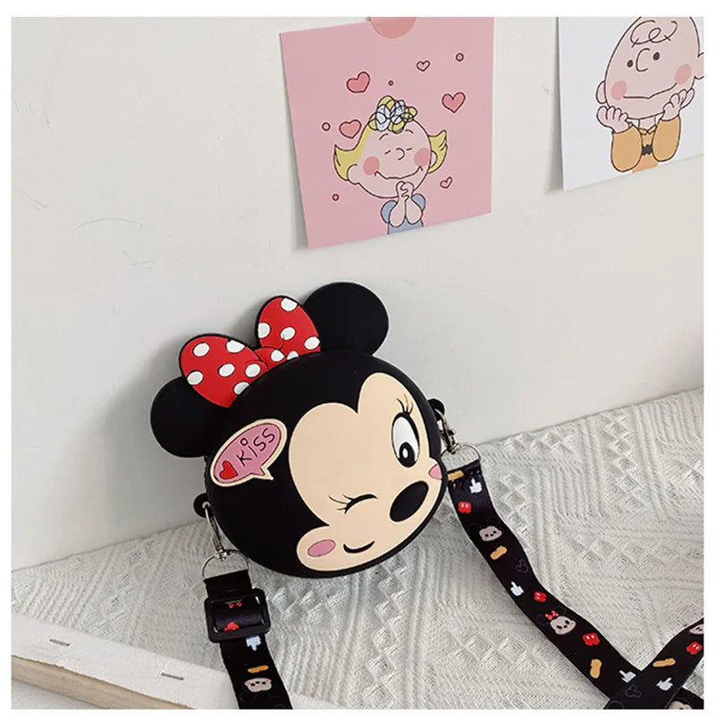 Disney Anime Mickey Minnie Mouse Series Kawaii Silicone Bag Mini Messenger Bag Children Coin Purse Toys Girls Christmas Gift