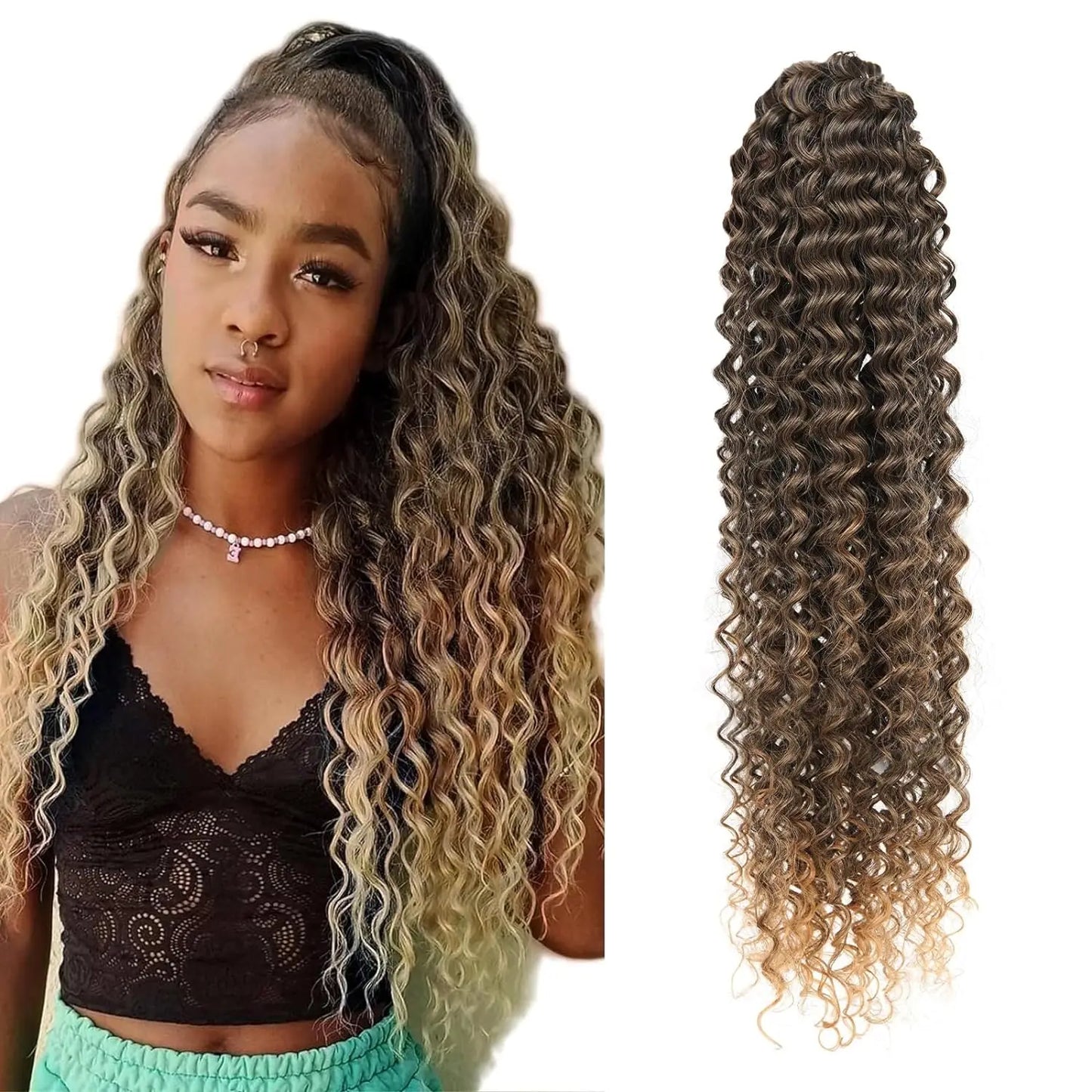 Corn Curly Drawstring Ponytail Extension For Black Women Long WavyNatural Ponytail Synthetic Hairpiece Natural Synthetic Hair