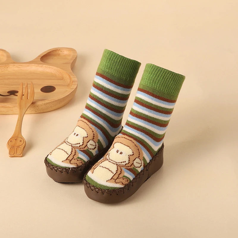 2024 New Born Baby Socks with Rubber Soles Infant Baby Girls Boys Shoes Spring Autumn Baby Floor Socks Anti Slip Soft Sole Sock