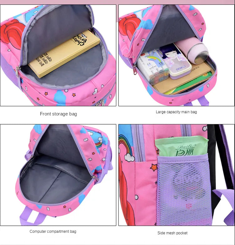 Boy Girl Cartoon Unicorn Schoolbags Lager Capacity School Backpack Kindergarten Primary School Backpacks Kawaii Kids Bag