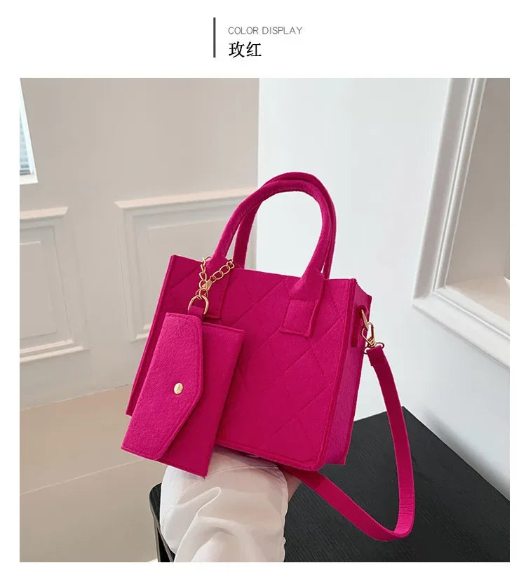 New Zipper Messenger Bag Solid Color Felt Women Shoulder Bag Luxury Designer Handbag Casual Crossbody Bags for Women
