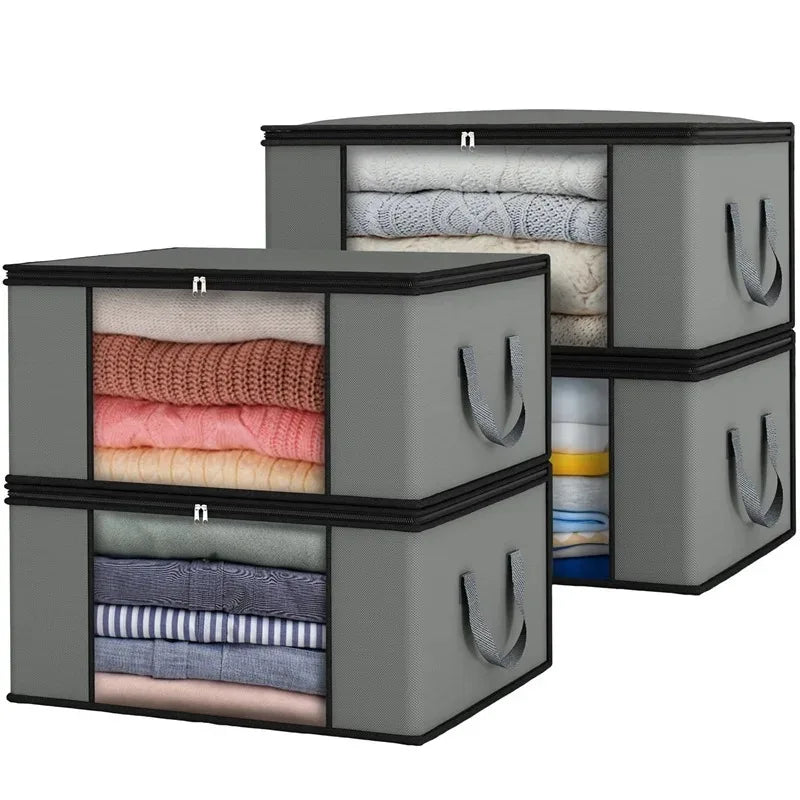 Clothes Storage Bag Folding Nonwoven Storage Bag Portable Large Capacity Storage Bag Dustproof Zip Clothes Quilt Storage Bag