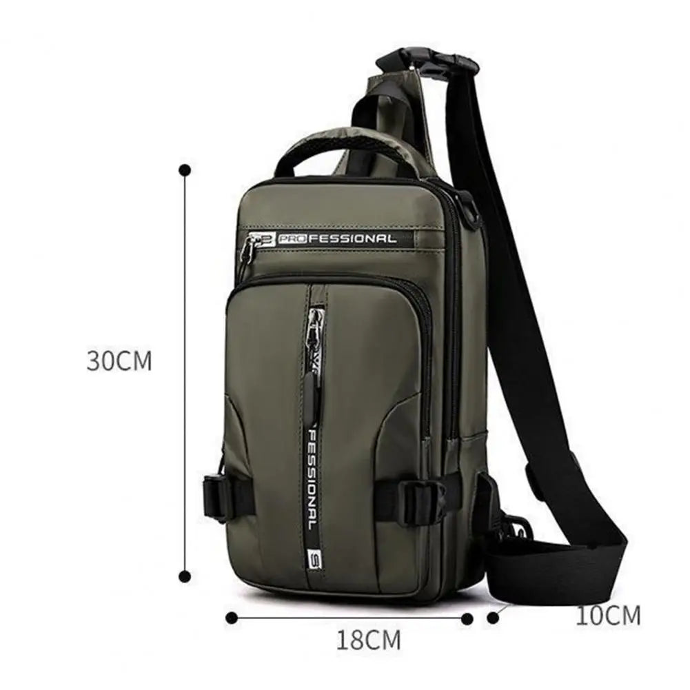 Chest Bag With USB Charging Port Outdoor Cross Bag Men Handbag Sling Shoulder Bag Waterproof Travel Men Chest Bag Sports Pack