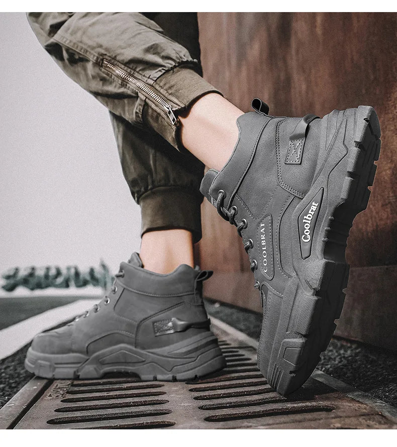 2024 Mens Boots Casual Shoes Winter Leather Designer Luxury Ankle boots Platform Work Safety shoes Sneakers botas para hombre