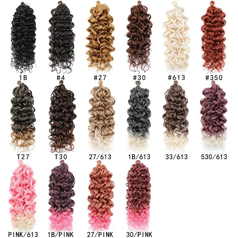 H&STAR Synthetic 18Inch Crochet Hair Ocean Wave Crochet Hair Water Wave  Braiding Hair Extensions Curly Hair for  Women