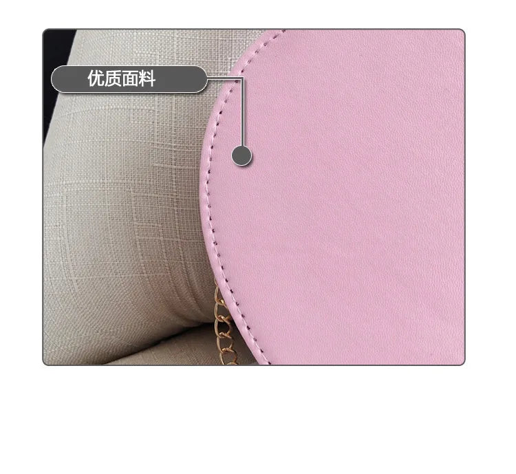 Female Sweet Lace Heart Round Handbags High Quality PU Leather Cross Body Bags for Women Small Fresh Flower Chain Shoulder Bags