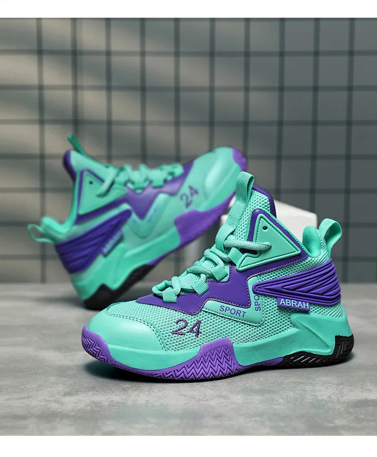 Children's Basketball Shoes for Boys Breathable Casual Sneakers Thick Sole Anti-slippery Kids Student Running Sports Shoes