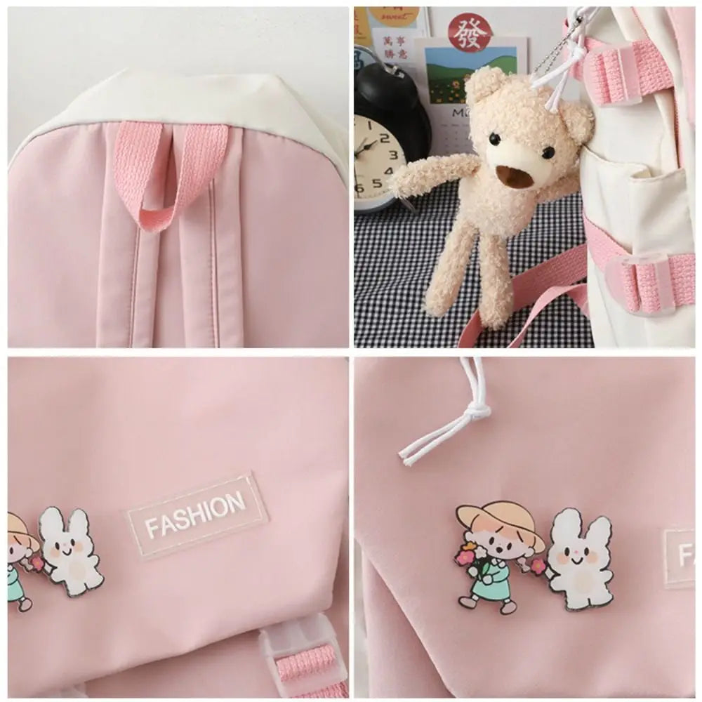 Nylon Book Bag Large Capacity Teenage College Backpack Fashion School Bag Cute Girls Boys Travel Backbag College Bag Waterproof