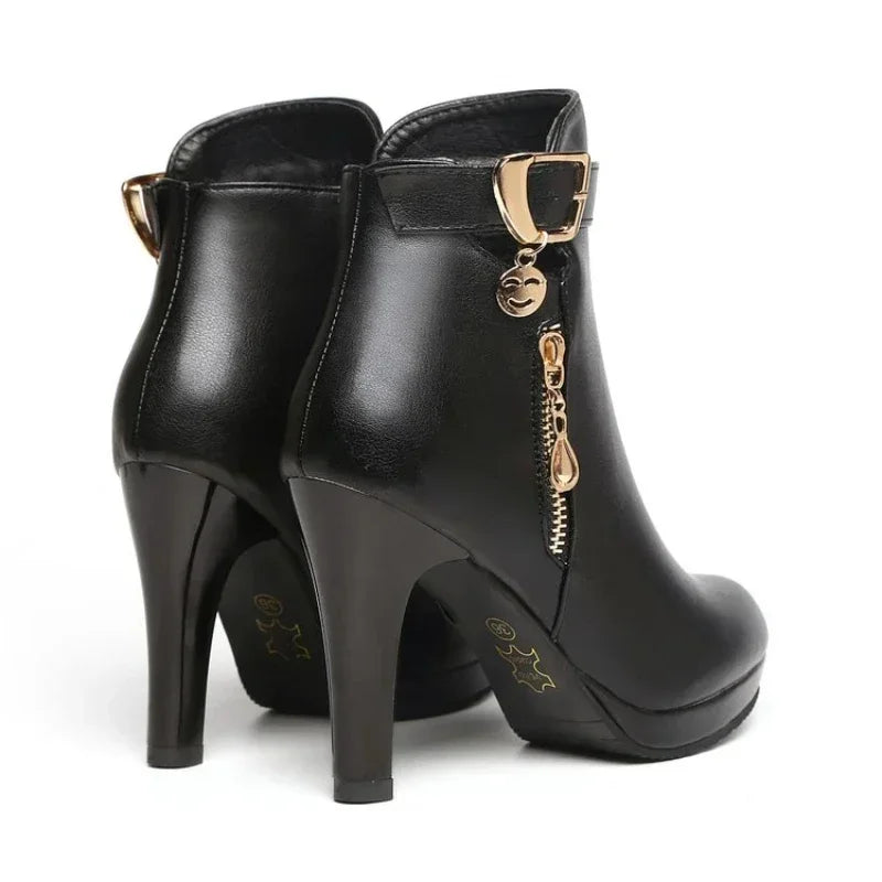 2023 New Fashion Women's Boots Autumn and Winter Ankle Boots Women's Round Toe Thin Heel Zipper Casual Women's Shoes