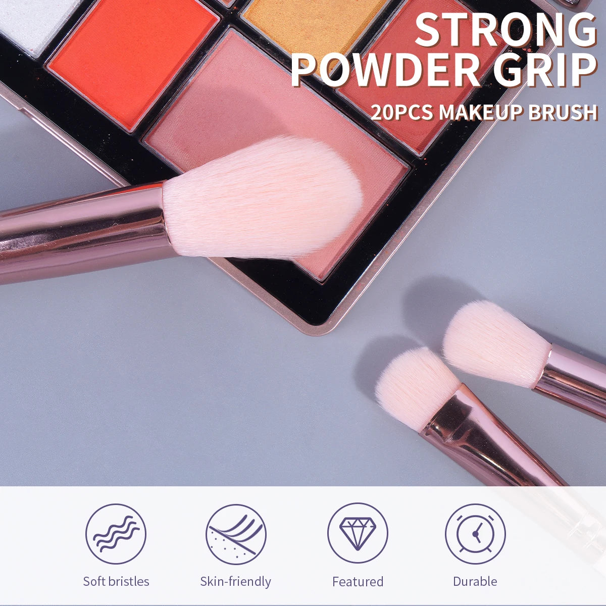 MAANGE 20PCS Makeup Brush Cushion Puff Set Pink Kabuki Foundation Powder Concealer Eyeshadow Eyebrow Brushes Mini Triangle Puff