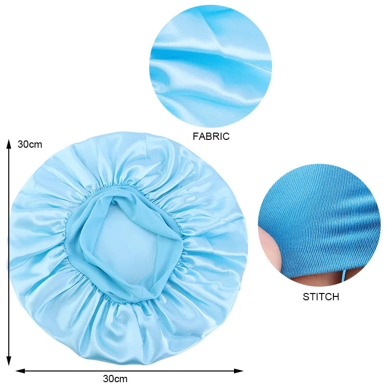 2024 New Women Satin Bonnet Hair Hat Head Wrap Elastic Band Cap Hair Care Soild Head Band Night Sleep Hat for lady
