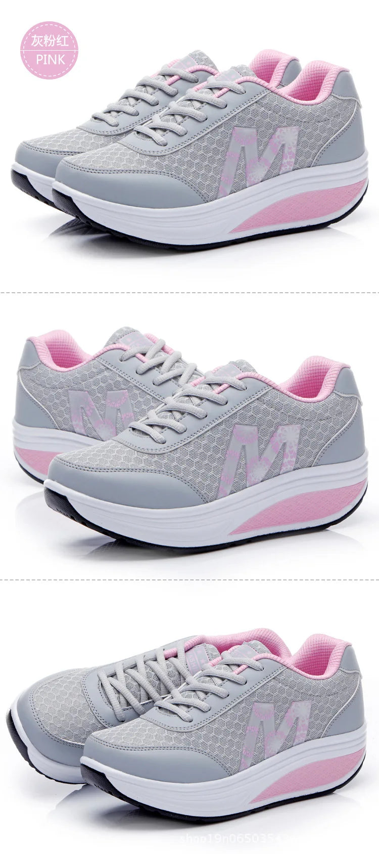 Brand Women Sports Shoes Increase Height 5cm Ladies Toning Shoe Wedge Sneakers Breathable Rocking Shoe Platform Shake Shoes