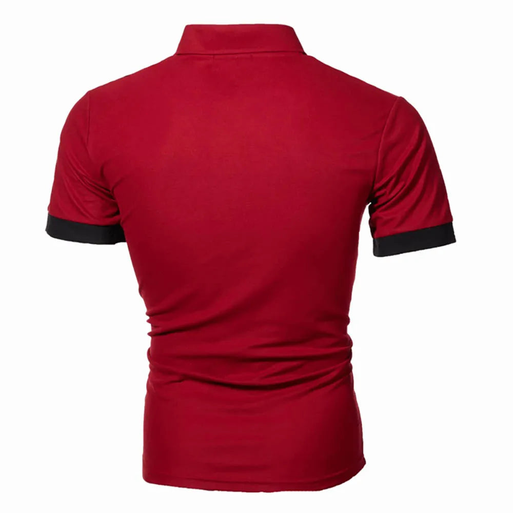 Summer Men's Solid Color Polo Shirt Men's Slim Fit T-shirt Golf Polo Fashion Breathable Short Sleeve Top